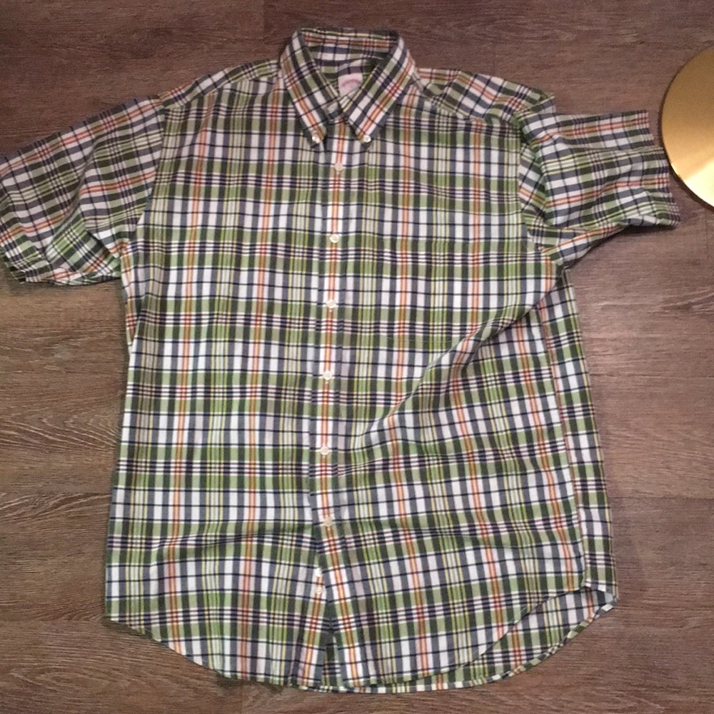 🔥 BROOKS BROTHERS PLAID SHORT SLEEVE MENS 👔